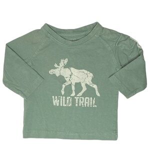 Wheat Green Long Sleeve Shirt Moose “Wild Trail” Size 3M